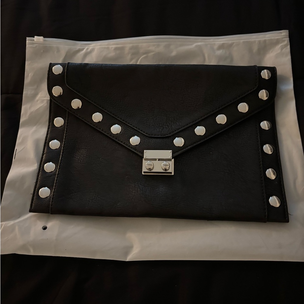 BCBG Black Studded Clutch Bag